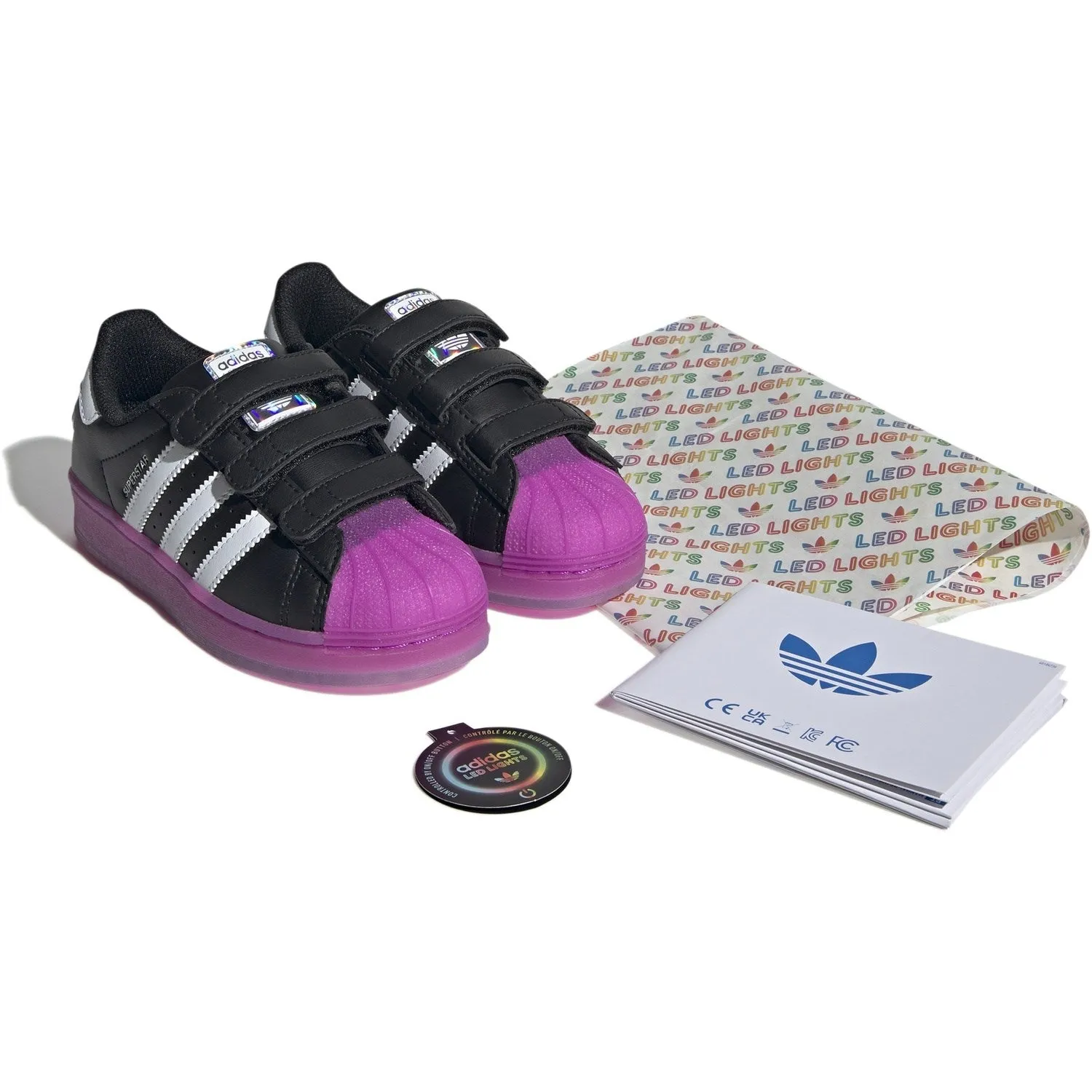 adidas Originals Superstar Led Lights Cf C Chaussures Noir de Base/Purbur/Blanc Nuage