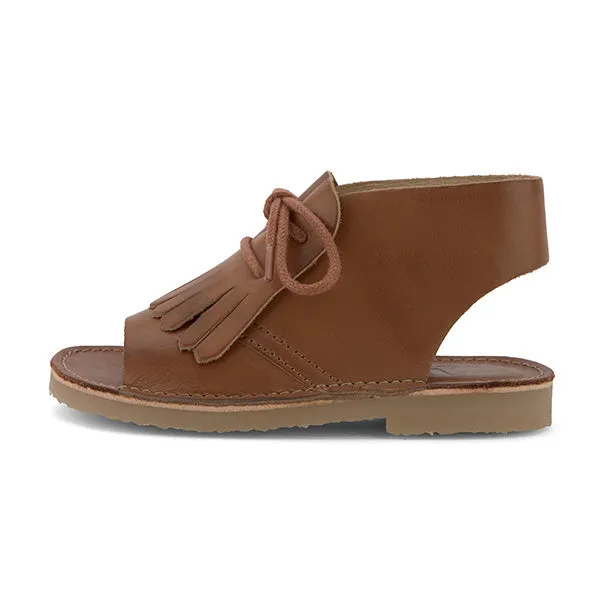 Sandale pour enfants à franges Agnes en cuir brun brossé