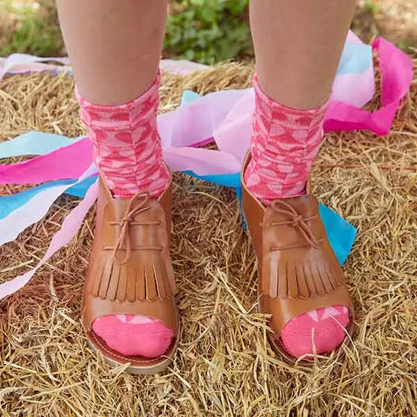 Sandale pour enfants à franges Agnes en cuir brun brossé