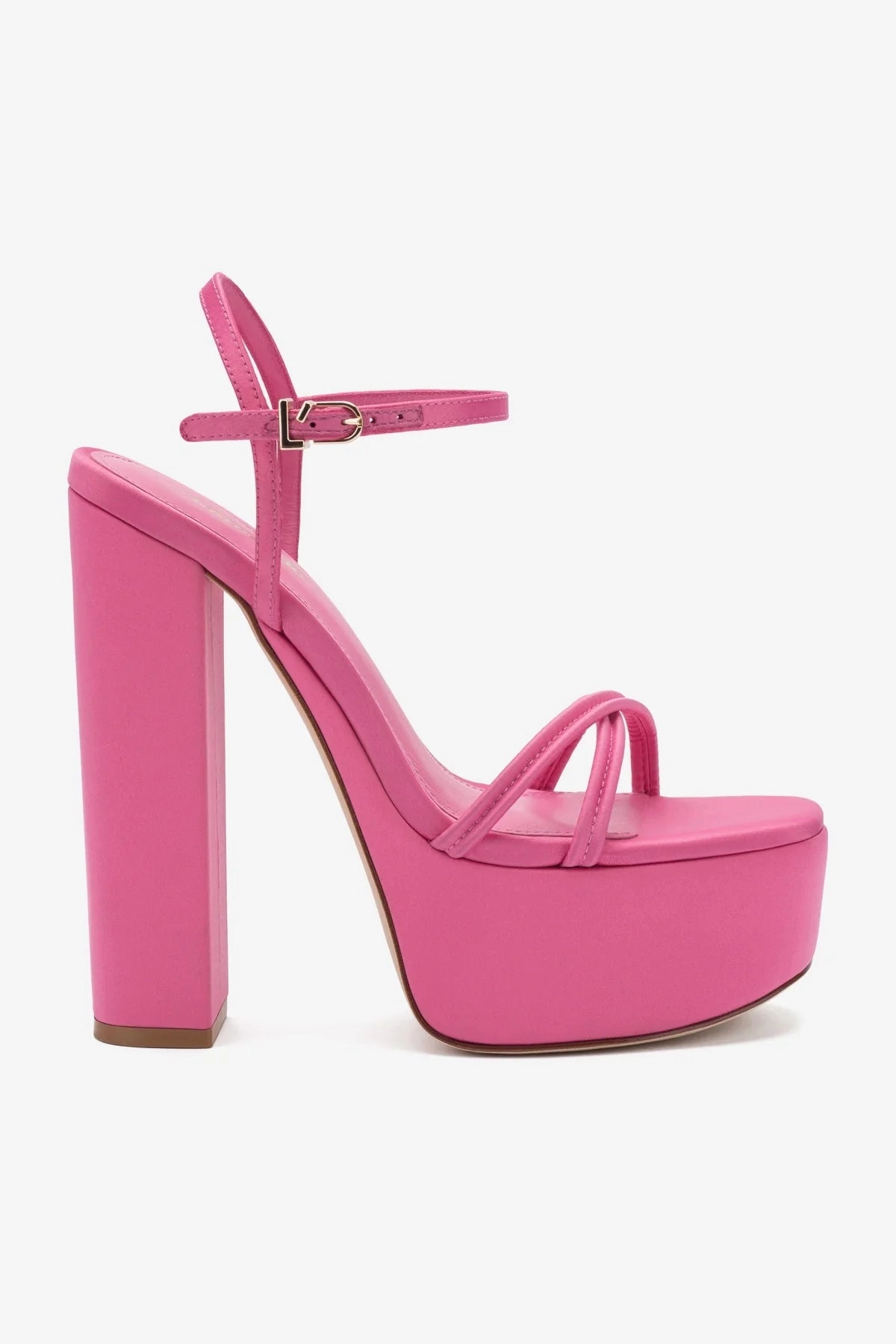 Sandale Plateforme Annie en Satin Rose