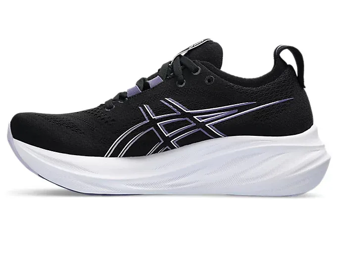 Asics Gel Nimbus 26 Femme - Noir/Violet Poussiéreux (1012B601-003) Asics Chaussures de Running