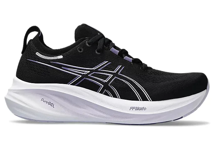 Asics Gel Nimbus 26 Femme - Noir/Violet Poussiéreux (1012B601-003) Asics Chaussures de Running