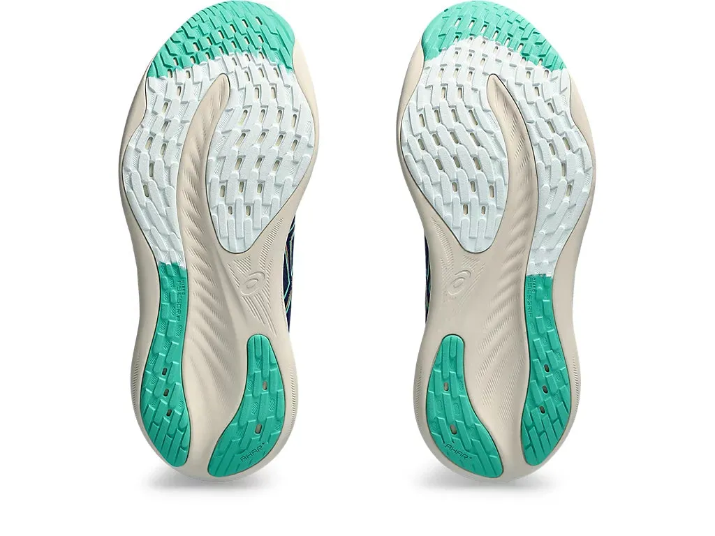 Asics Femme Gel Nimbus 26 - Étendue Bleue/Aurore Verte (1012B601-400) Asics Chaussures de Course