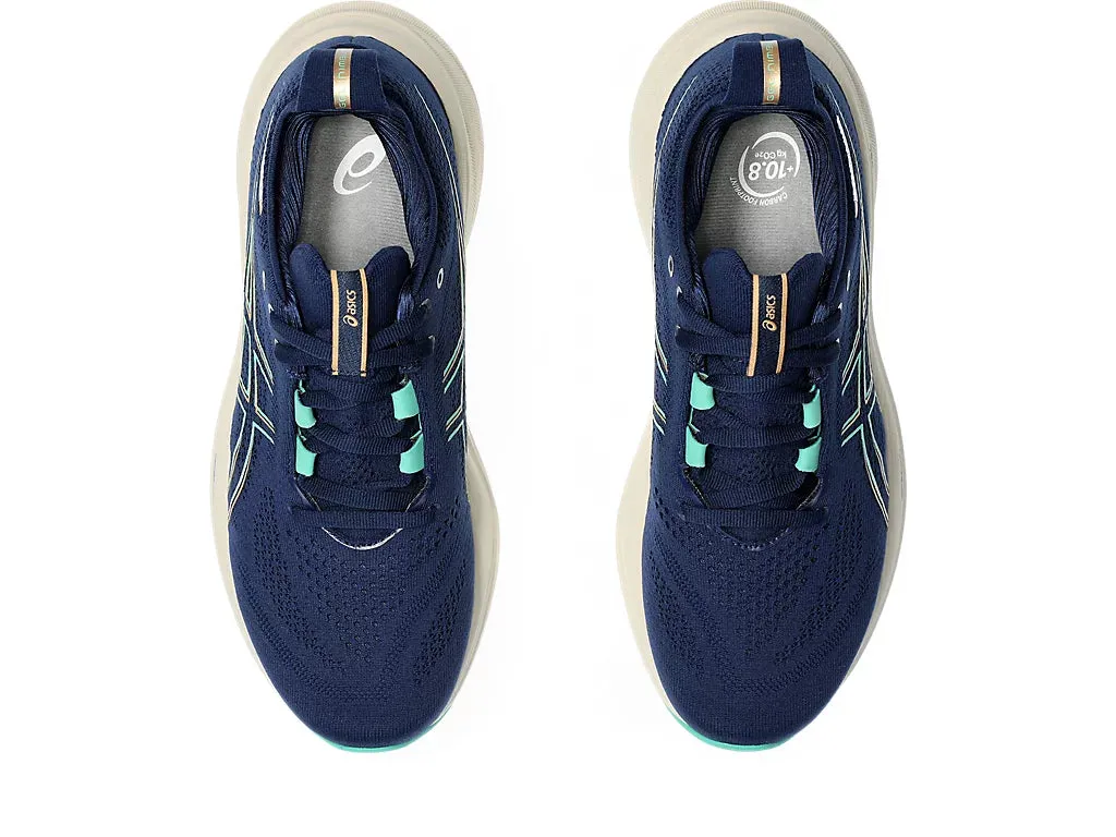 Asics Femme Gel Nimbus 26 - Étendue Bleue/Aurore Verte (1012B601-400) Asics Chaussures de Course