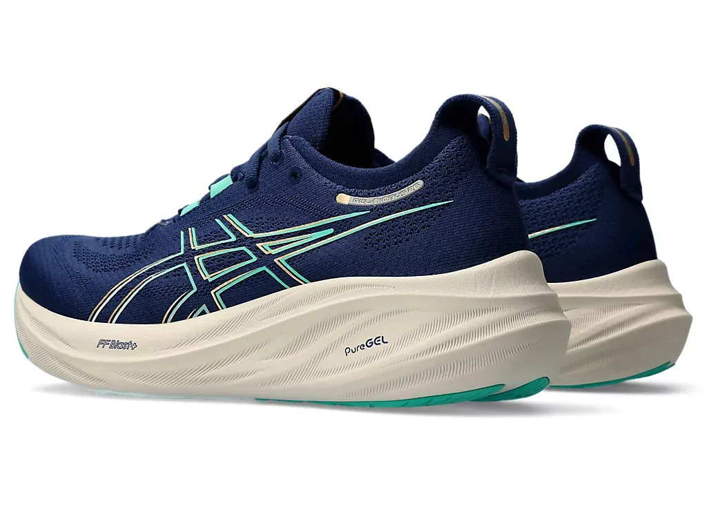 Asics Femme Gel Nimbus 26 - Étendue Bleue/Aurore Verte (1012B601-400) Asics Chaussures de Course