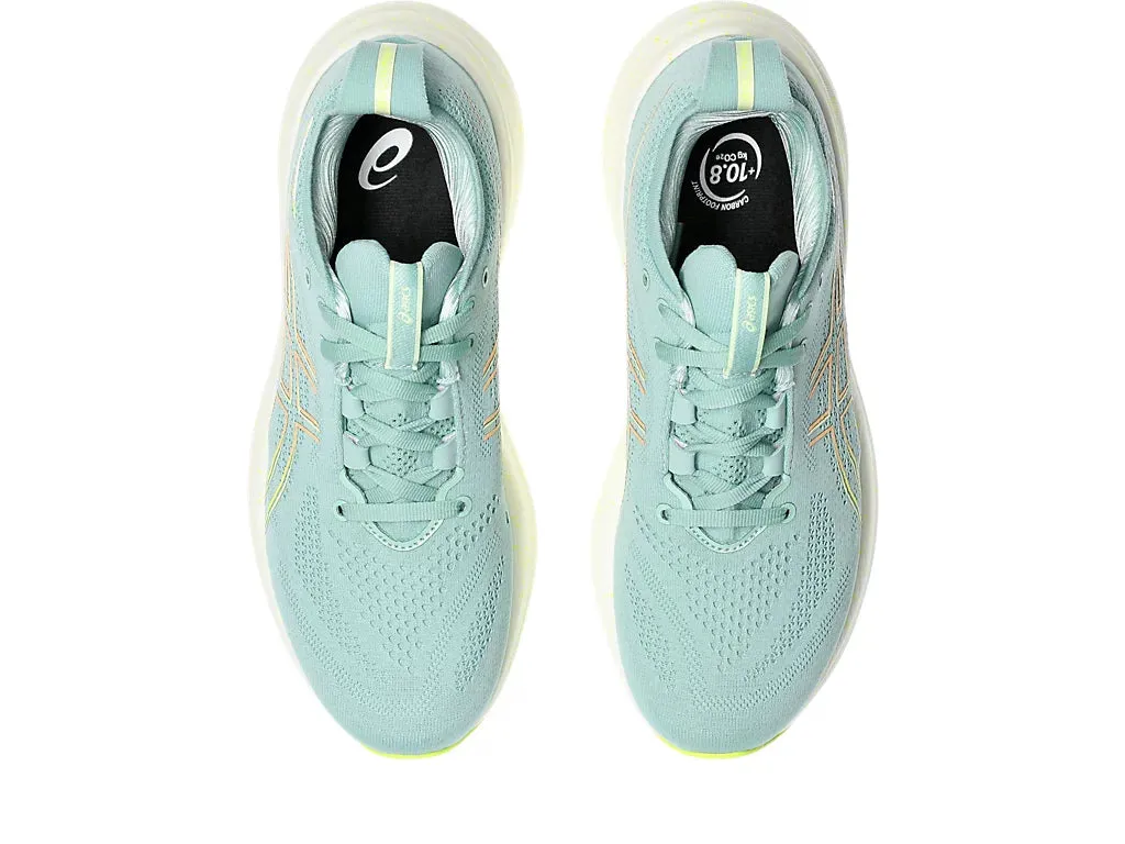 Asics Gel Nimbus 26 Femme - Céladon Clair/ Jaune Sécurité (1012B601-301) Asics Chaussures de Course