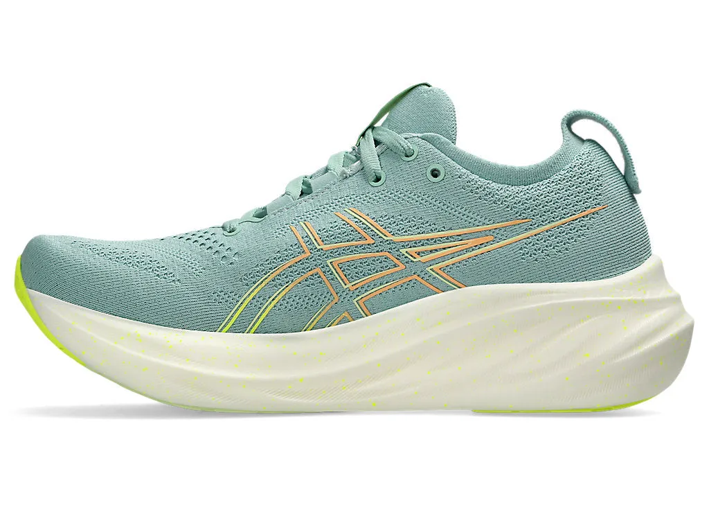 Asics Gel Nimbus 26 Femme - Céladon Clair/ Jaune Sécurité (1012B601-301) Asics Chaussures de Course
