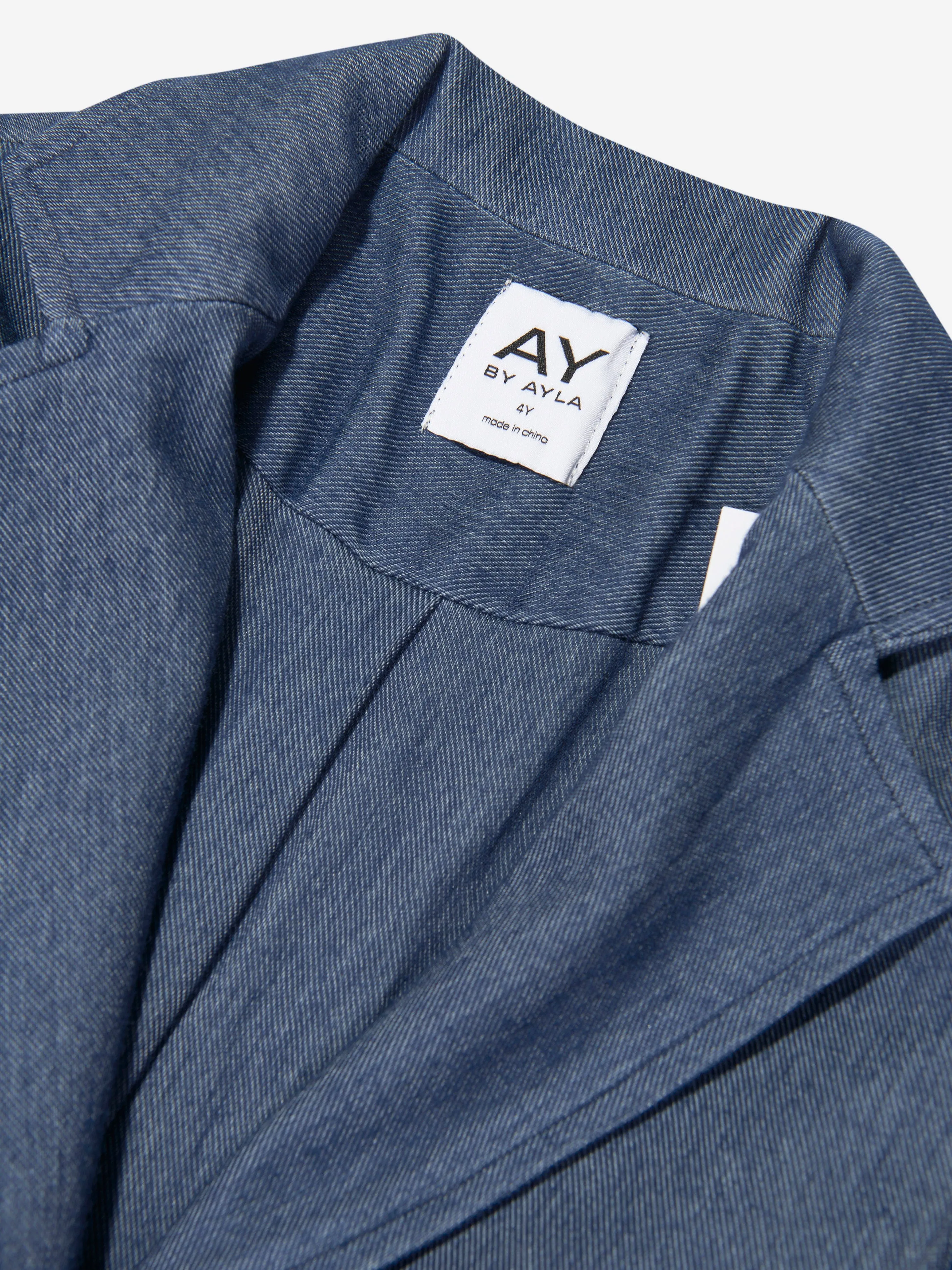 Manteau trench ceinturé en jean pour filles AY par AYLA en bleu