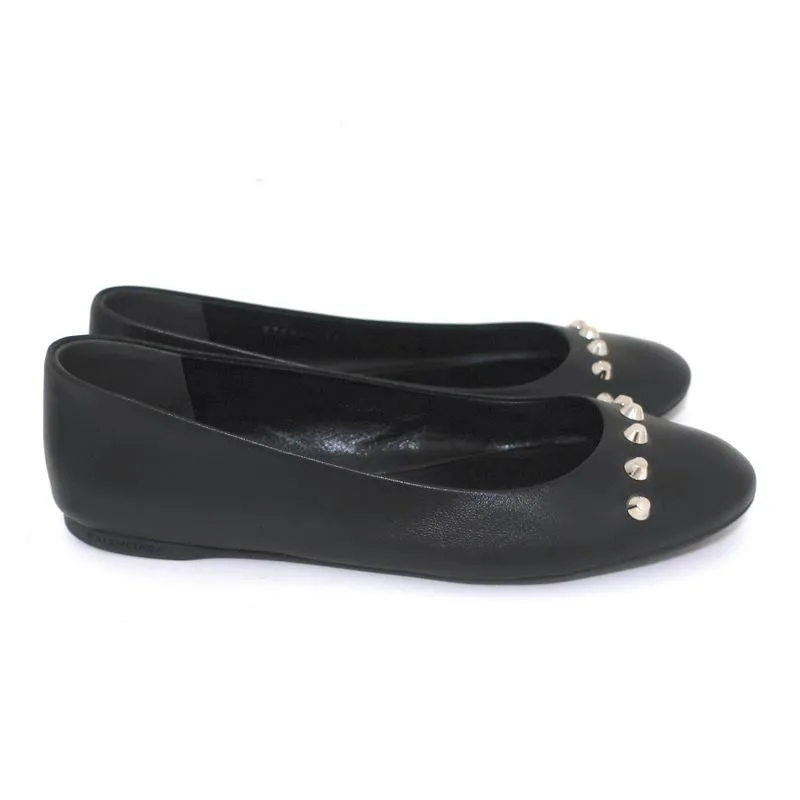 Balenciaga Ballerines à Clous en Cuir Noir Taille 38