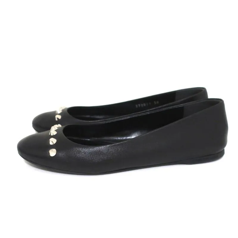 Balenciaga Ballerines à Clous en Cuir Noir Taille 38