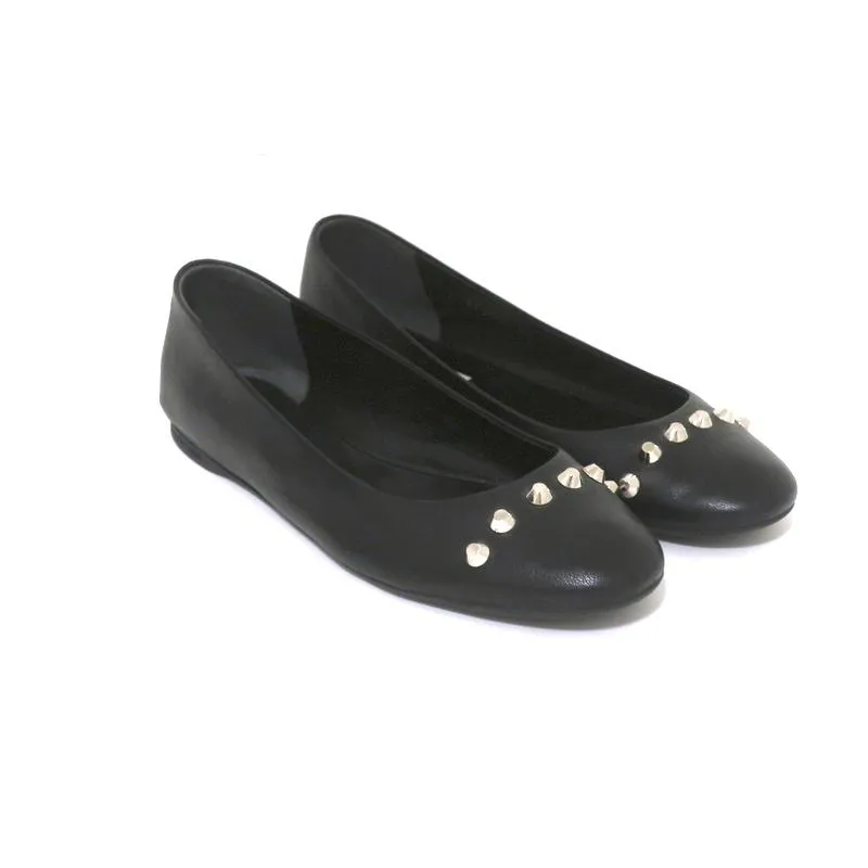 Balenciaga Ballerines à Clous en Cuir Noir Taille 38