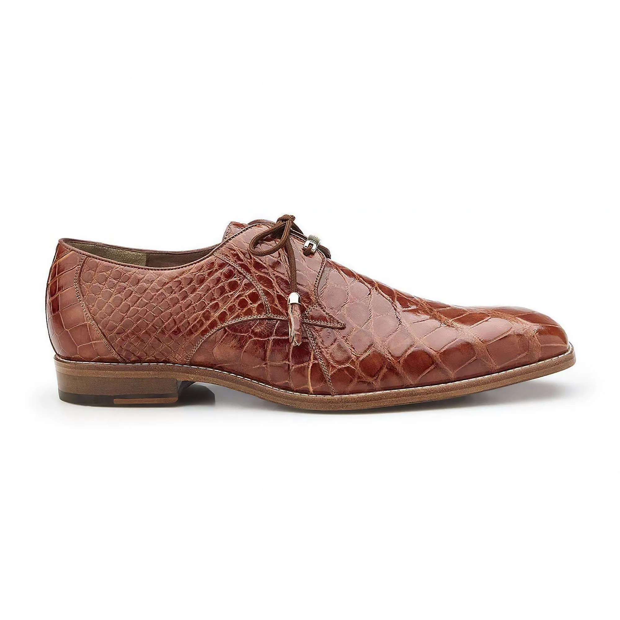 Chaussures Belvedere en peau exotique Belvedere Lago en Oxford en alligator véritable cognac