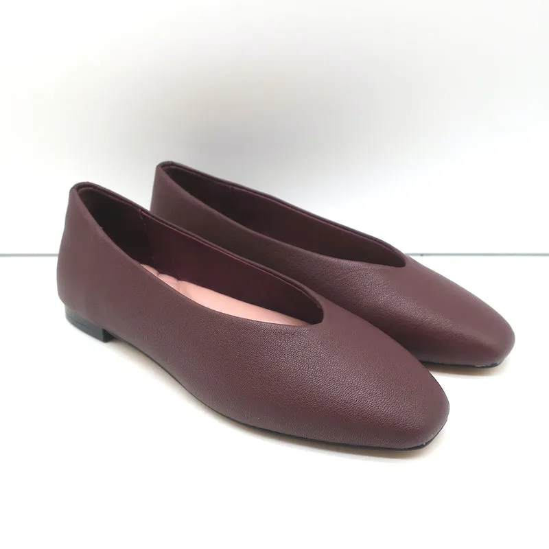Birdies The Crane Ballerines en Cuir Bordeaux Taille 6 NEUVE