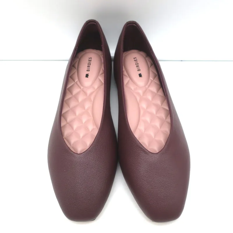 Birdies The Crane Ballerines en Cuir Bordeaux Taille 6 NEUVE