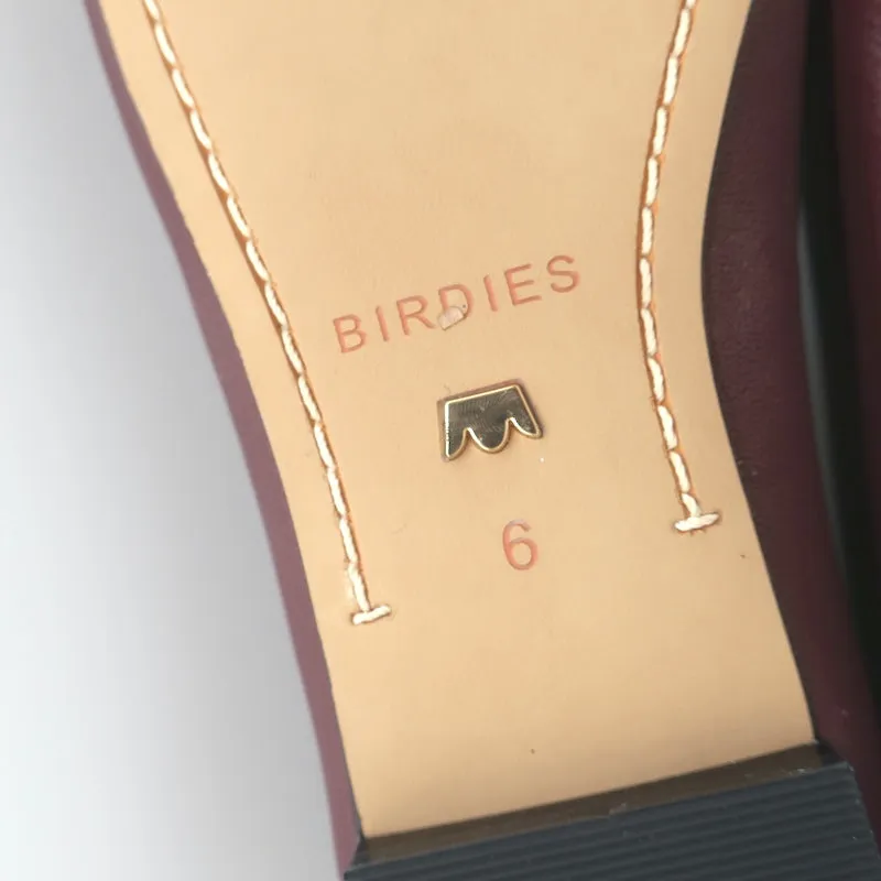 Birdies The Crane Ballerines en Cuir Bordeaux Taille 6 NEUVE
