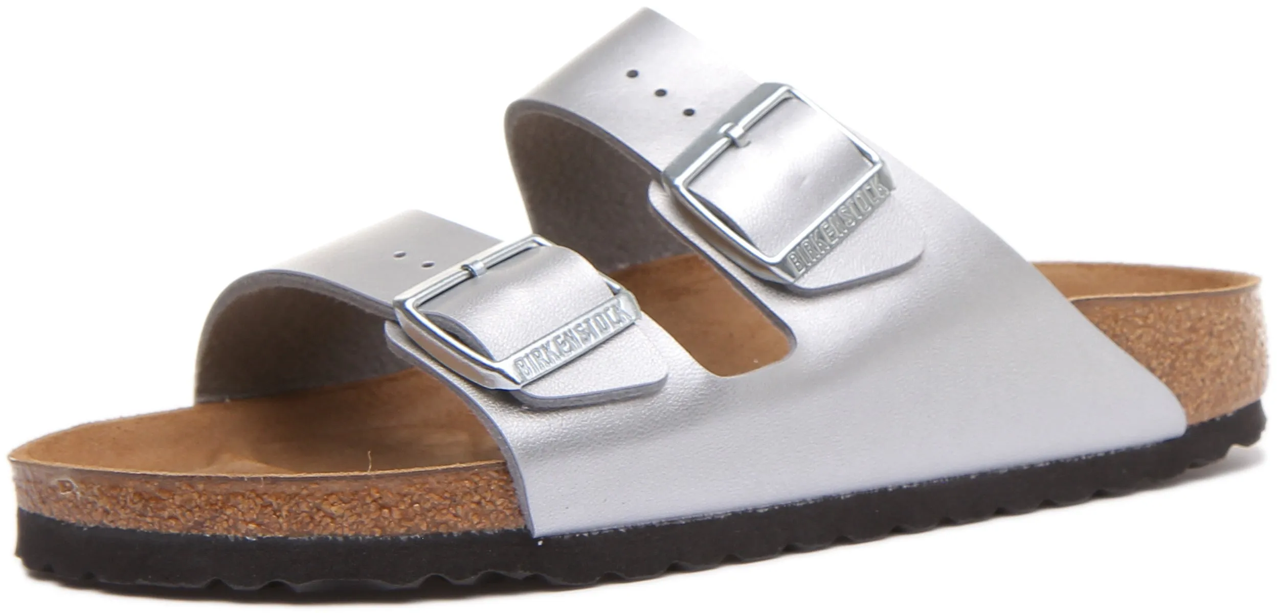 Birkenstock Arizona en argent pour femmes | Chaussures à coupe étroite Birkenstock