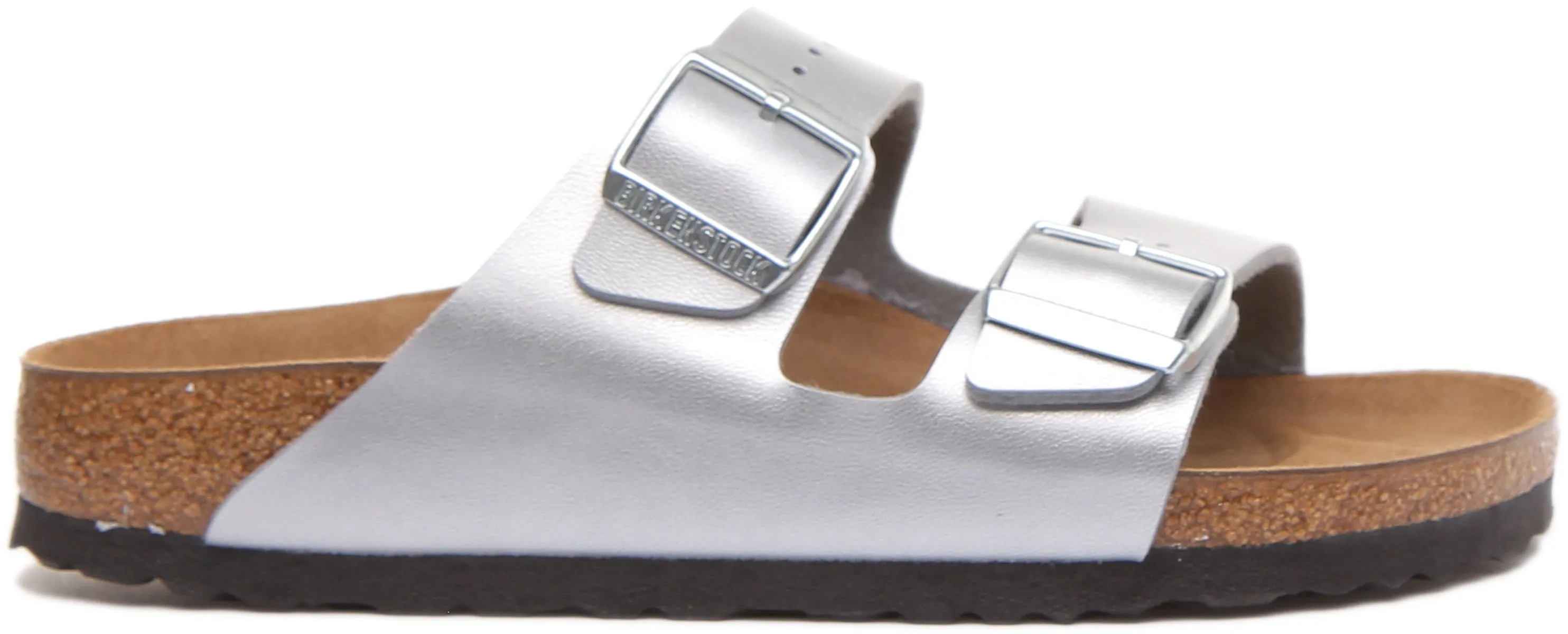 Birkenstock Arizona en argent pour femmes | Chaussures à coupe étroite Birkenstock