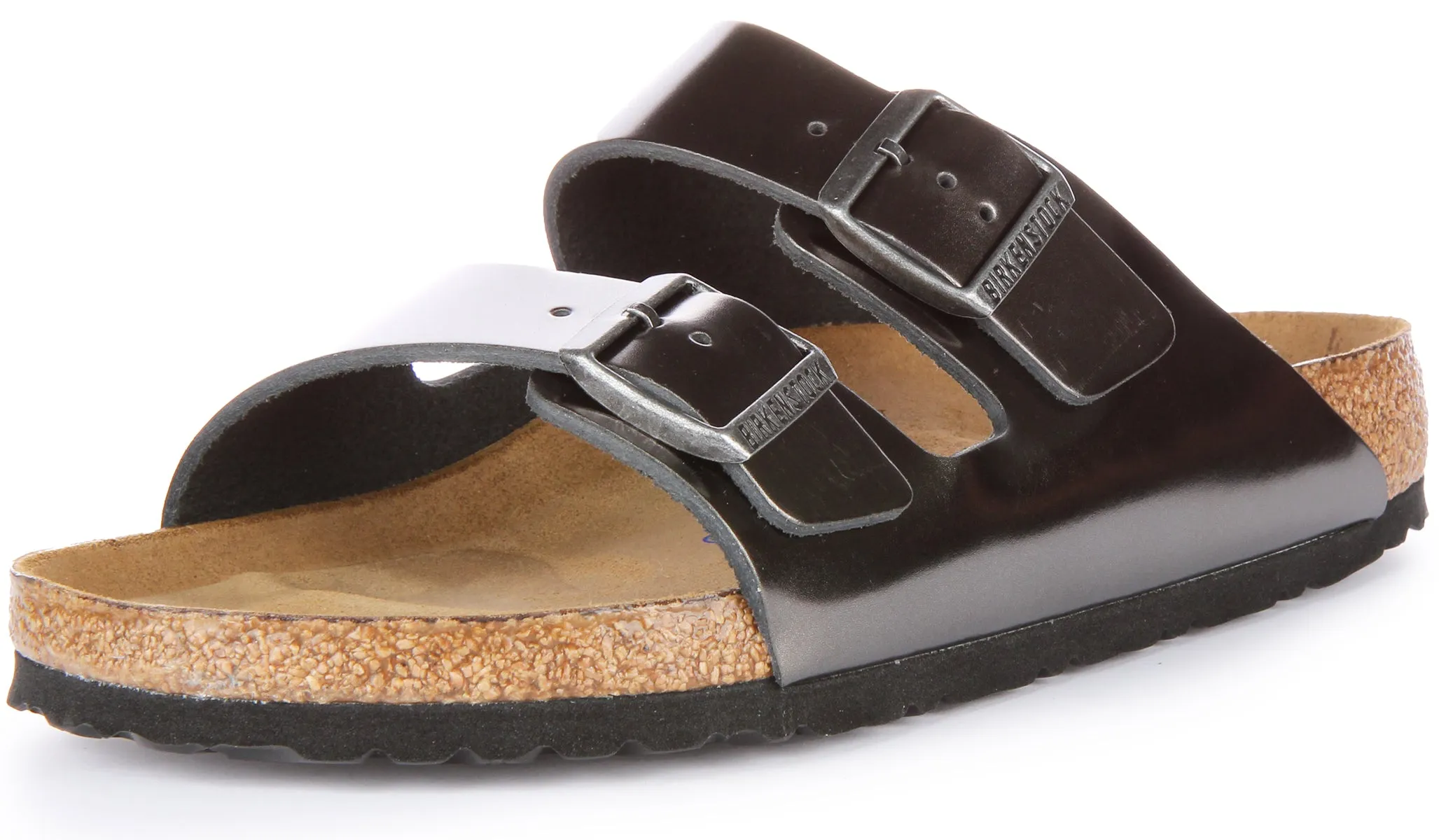 Birkenstock Arizona Cuir Naturel SFB Anthracite | Chaussures à Taille Standard Birkenstock
