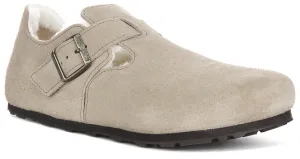 Birkenstock London Shearling In Taupe | Regular Fit Shoes Birkenstock