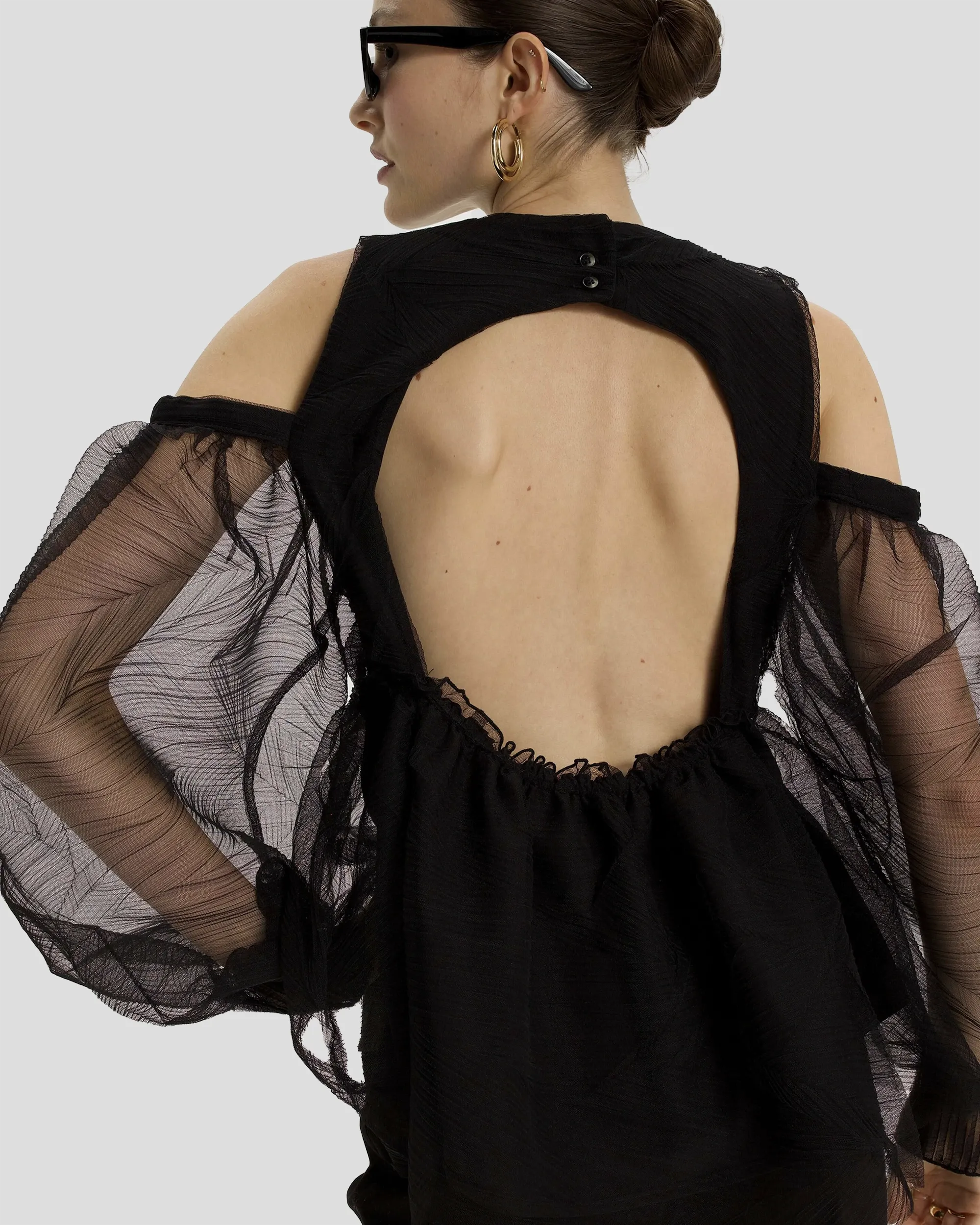 Blouse Blanca en Tulle Froissé