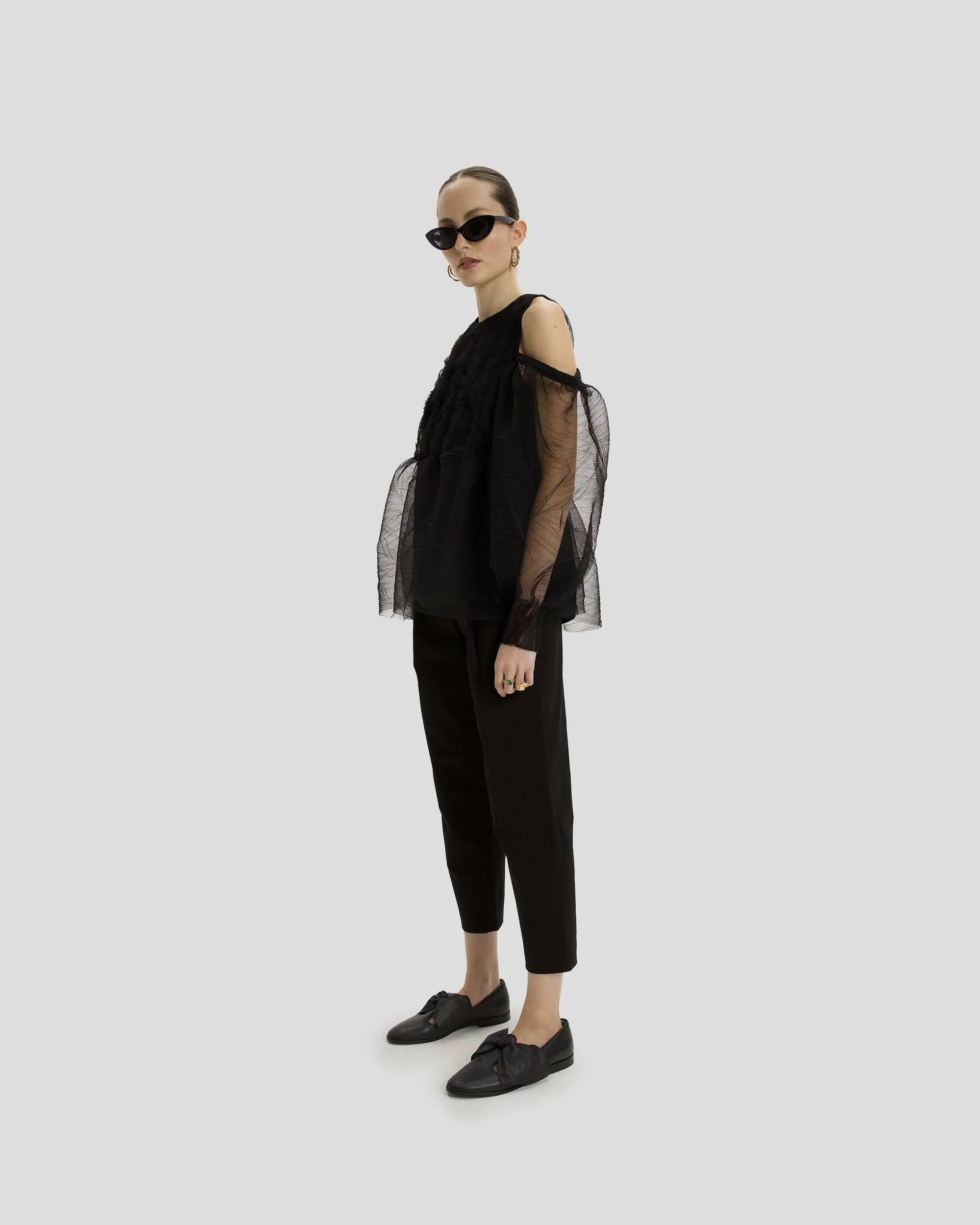 Blouse Blanca en Tulle Froissé
