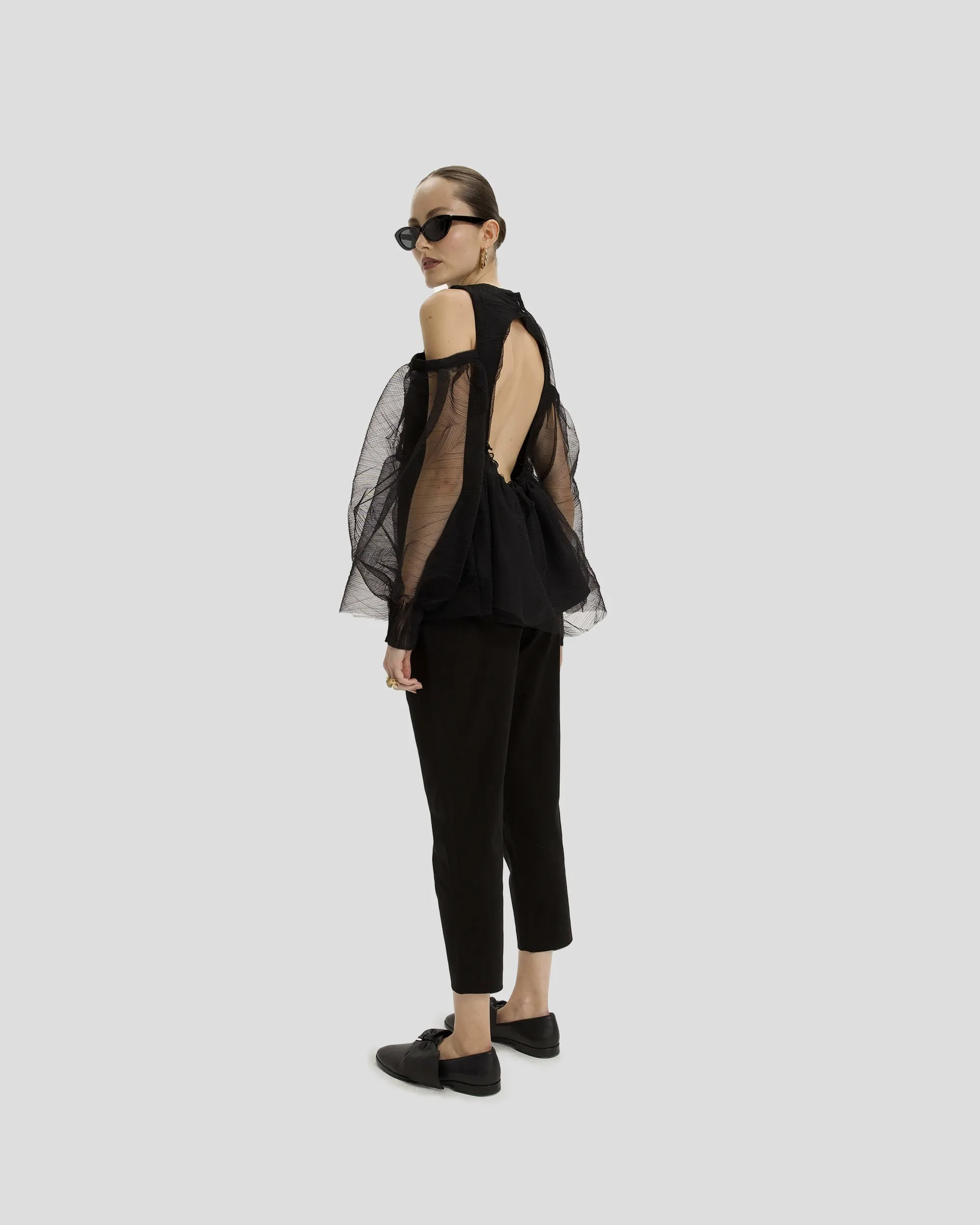 Blouse Blanca en Tulle Froissé