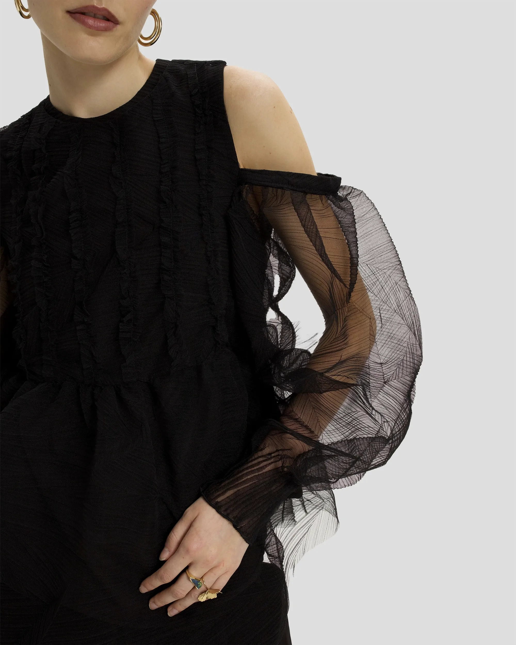 Blouse Blanca en Tulle Froissé
