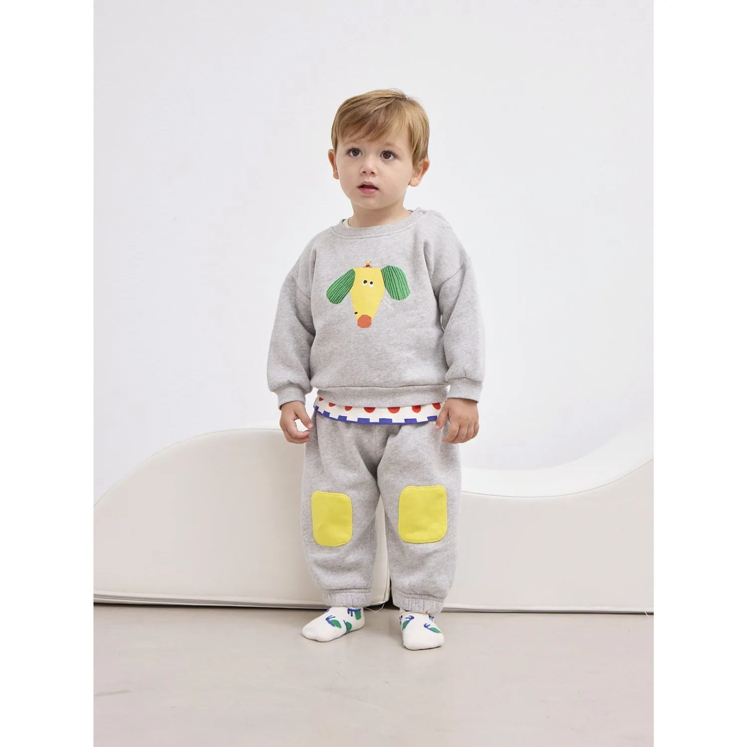 Pantalon de jogging Bobo Choses avec pièces de genou gris heather