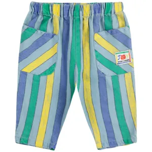 Bobo Choses Light Blue Multicolor Stripes Denim Pants Bobo-Choses