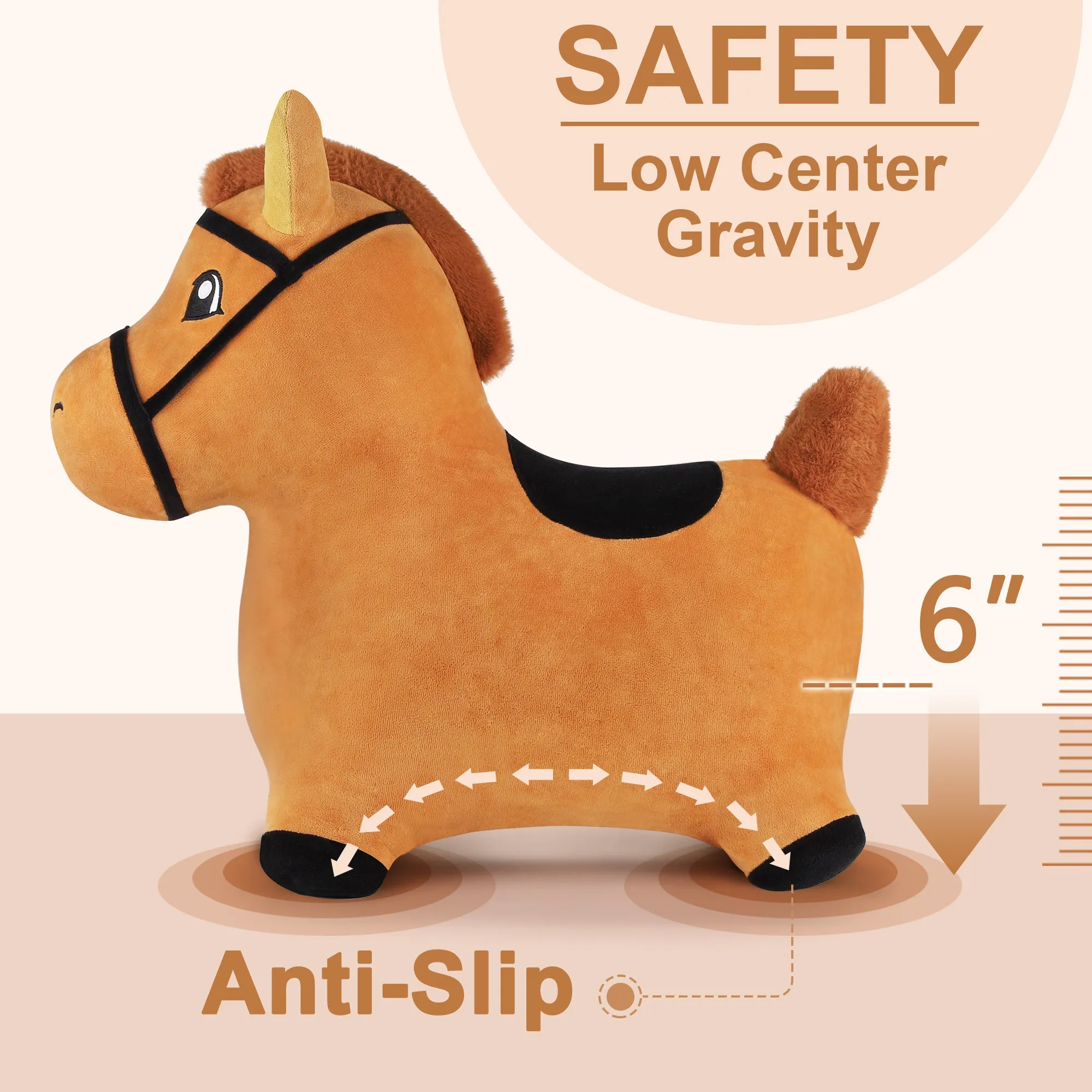 Cheval Brun Élastique à Basculer - Jouet d'Extérieur pour Enfants