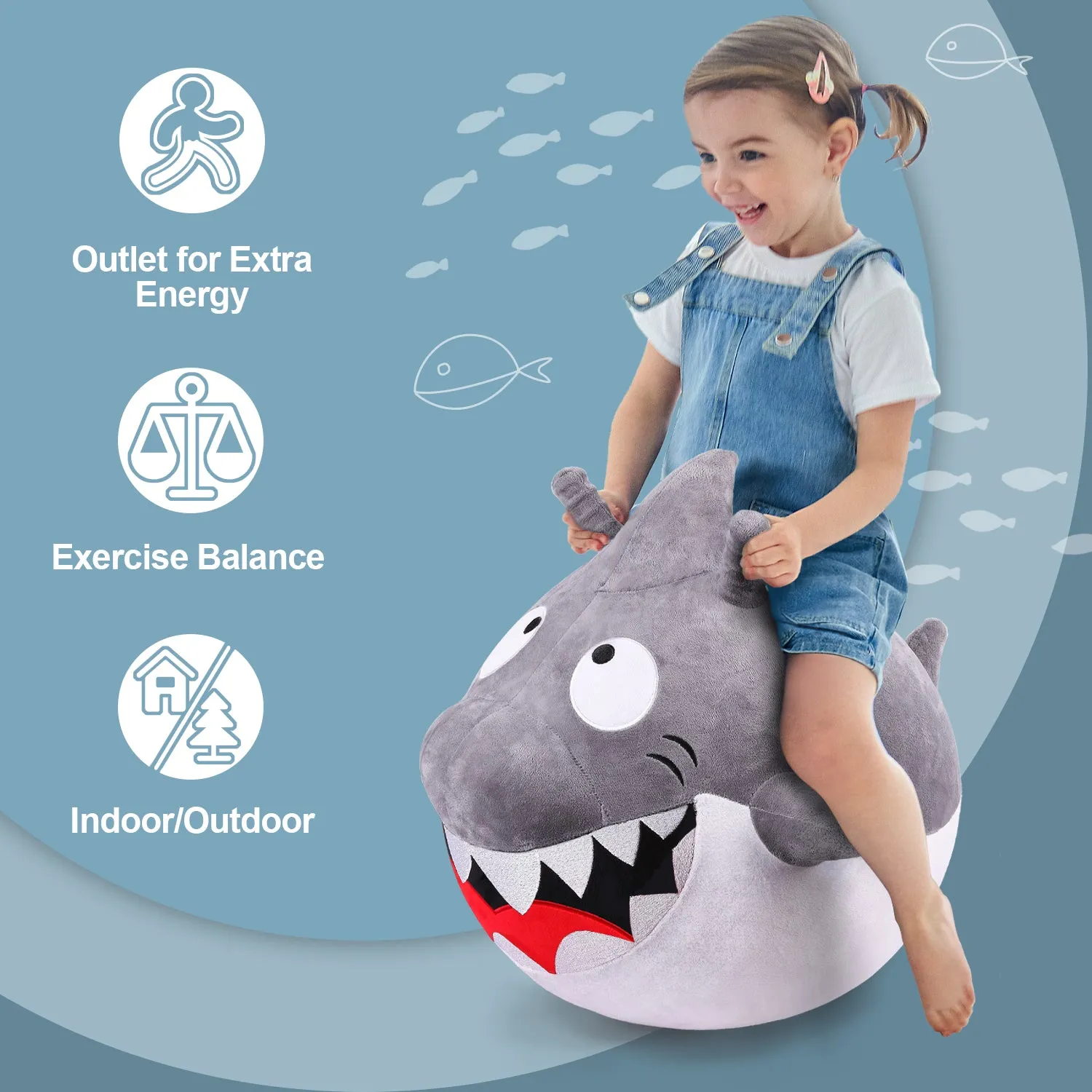 Ballon Sauteur Enfant Bouncy Pals en Forme de Requin