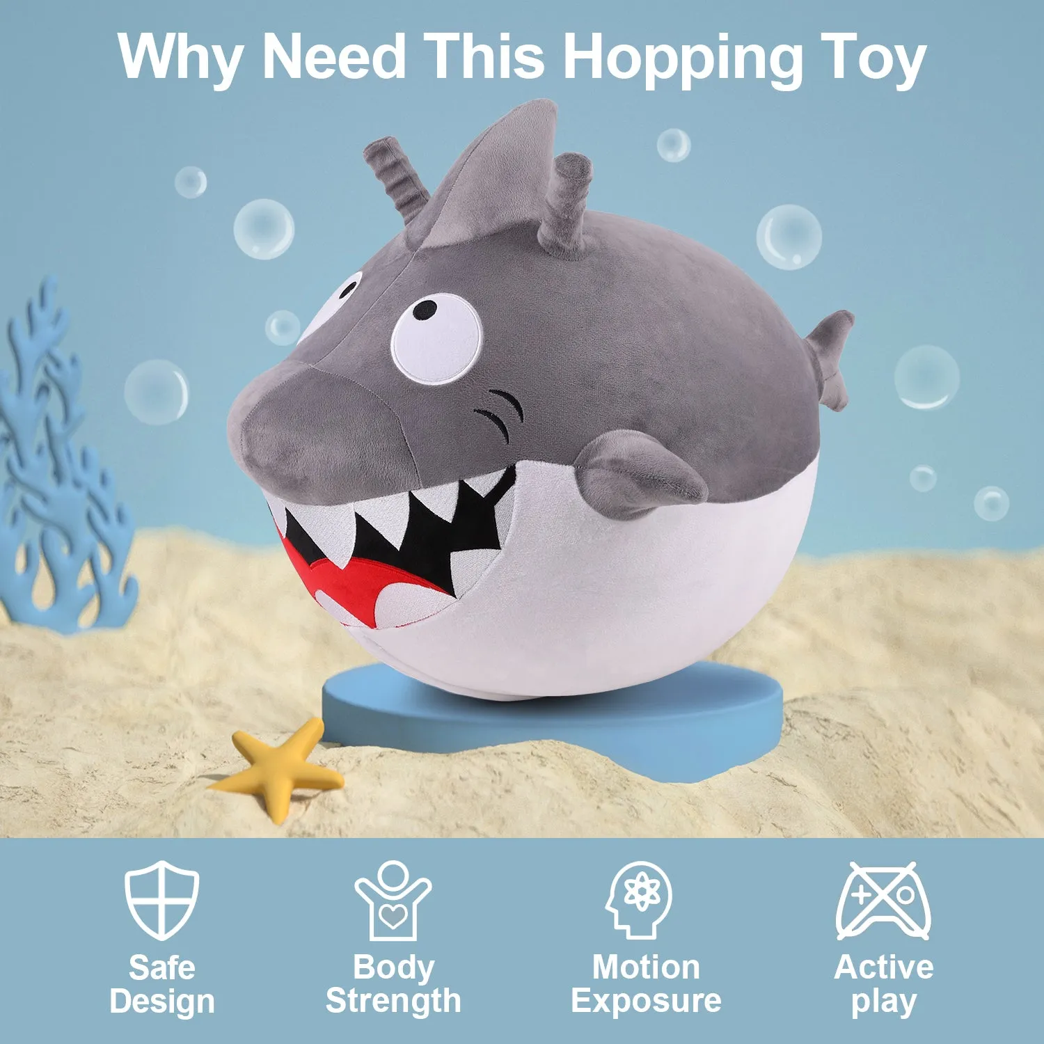 Ballon Sauteur Enfant Bouncy Pals en Forme de Requin