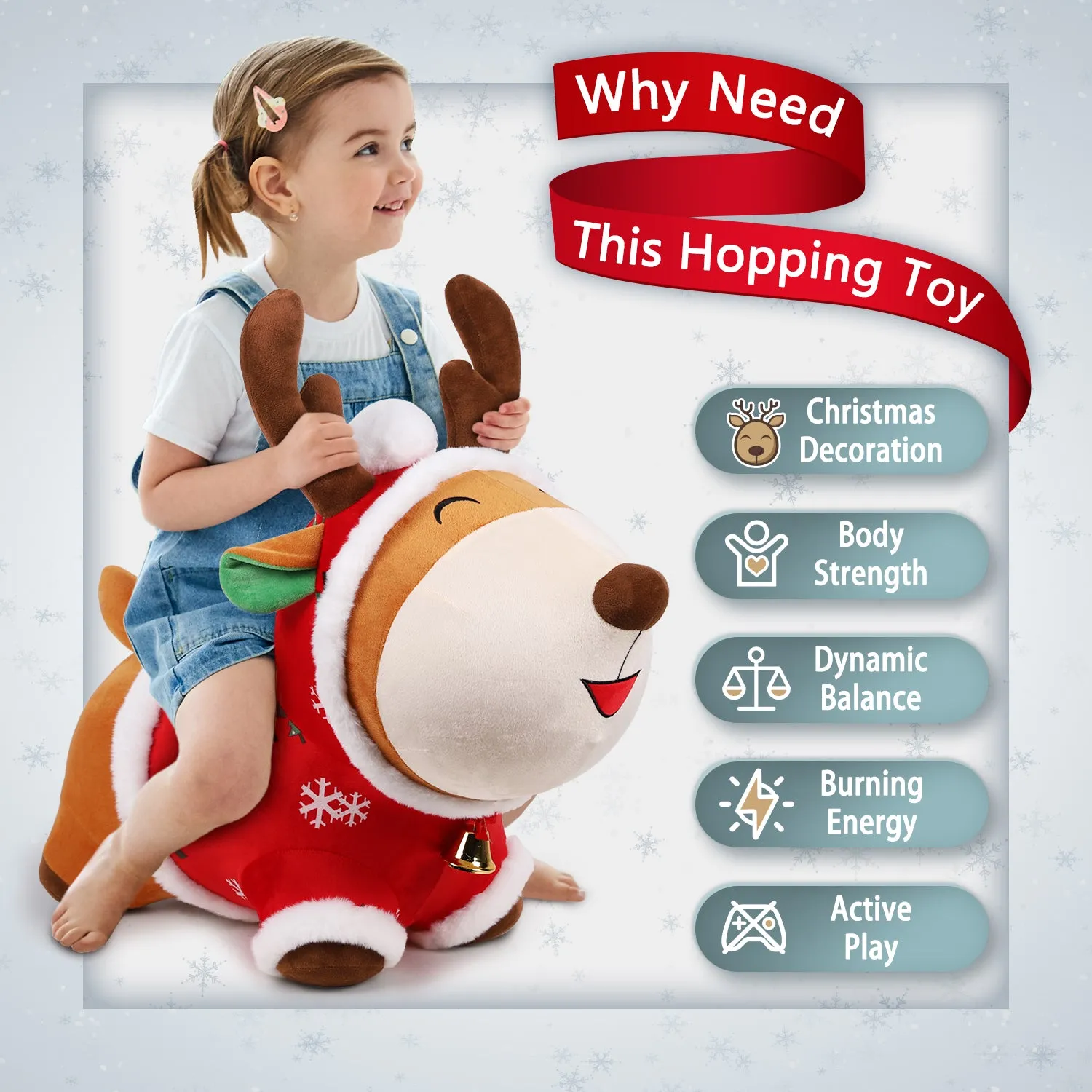 Peluche cheval à bascule Bouncy Pals - Renne - Jouet à chevaucher