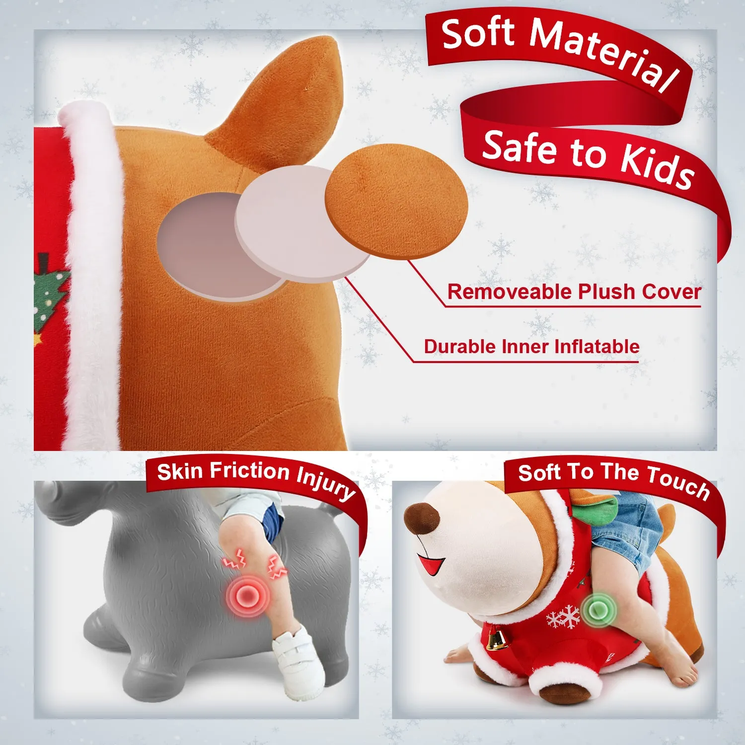 Peluche cheval à bascule Bouncy Pals - Renne - Jouet à chevaucher