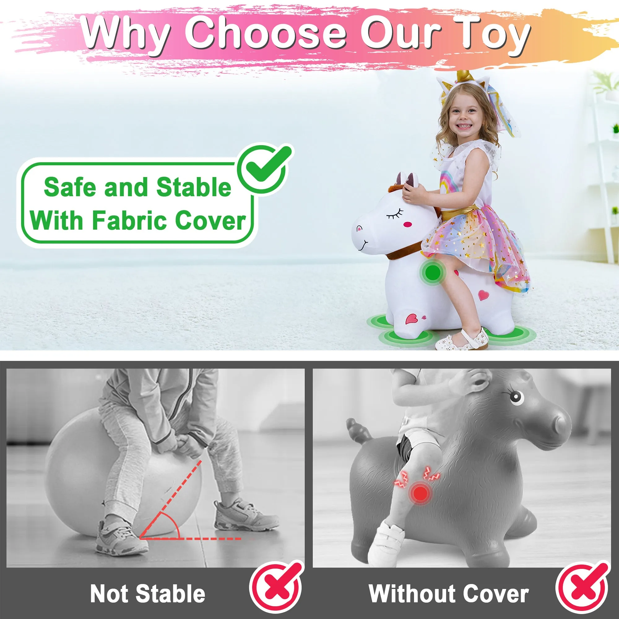 Cheval à Bascule Blanc Bouncy Pals