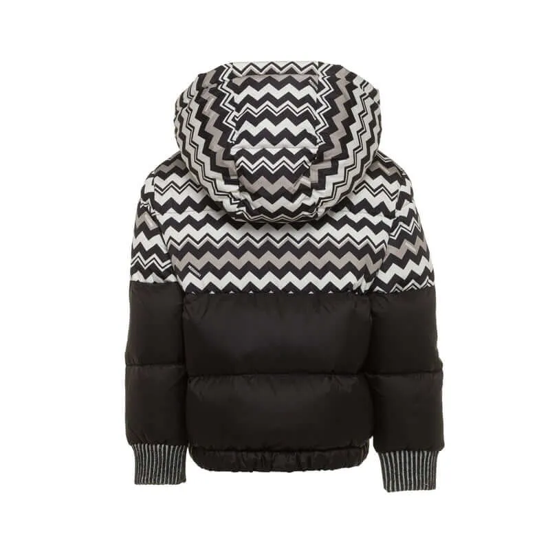 Manteau matelassé noir à motifs zigzag pour garçons