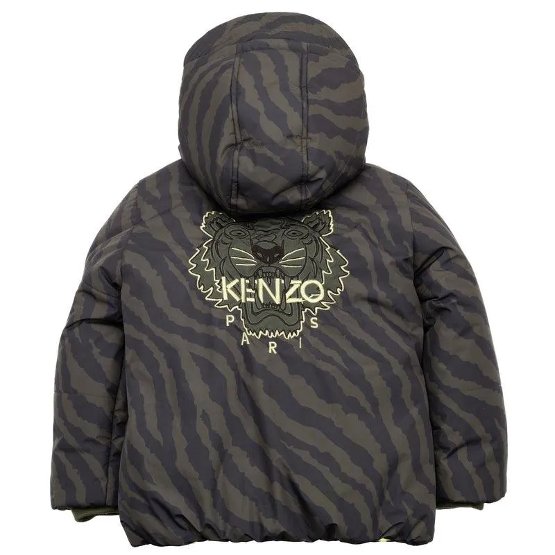 Manteau matelassé imprimé tigre kaki pour garçons