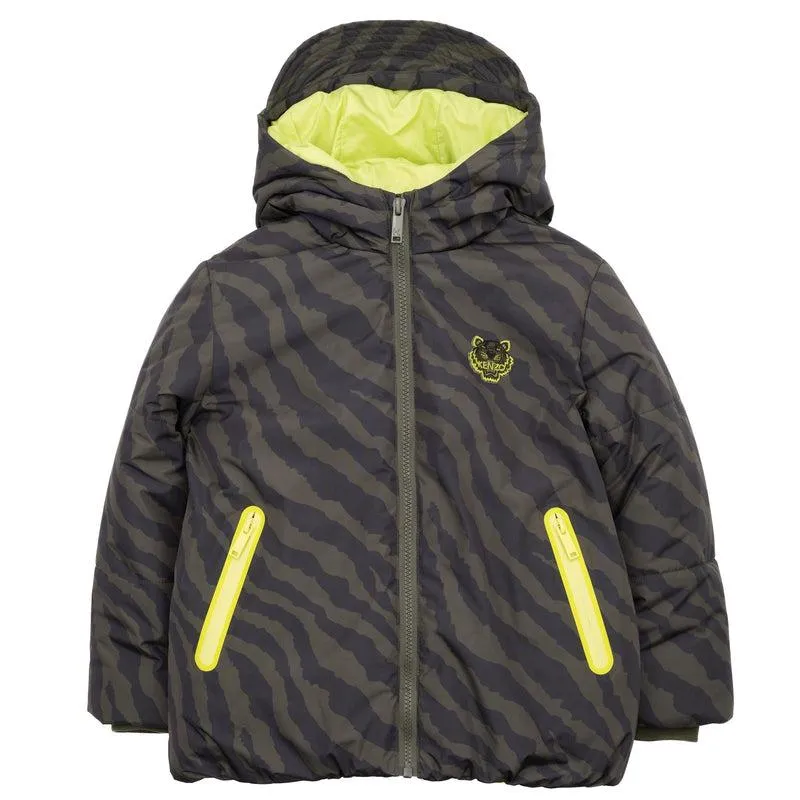 Manteau matelassé imprimé tigre kaki pour garçons