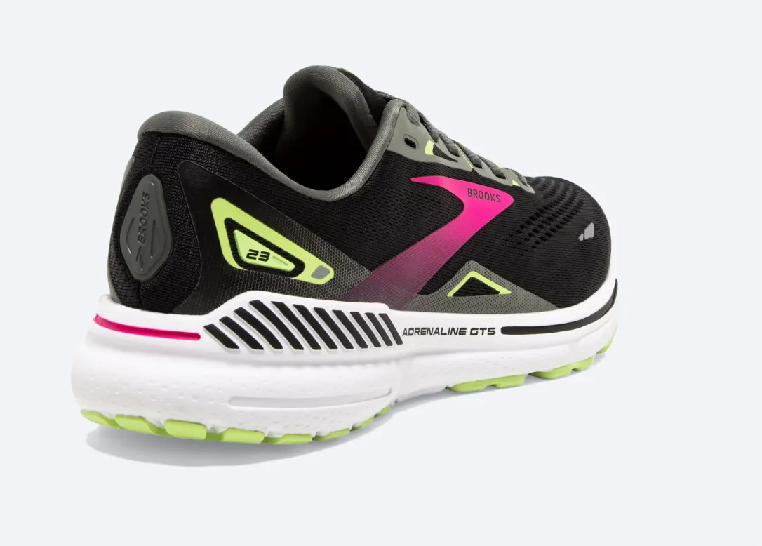 Brooks Womens Adrenaline GTS 23 Large Largeur - Noir/Gunmetal/Vert Vif (1203811D037) Brooks