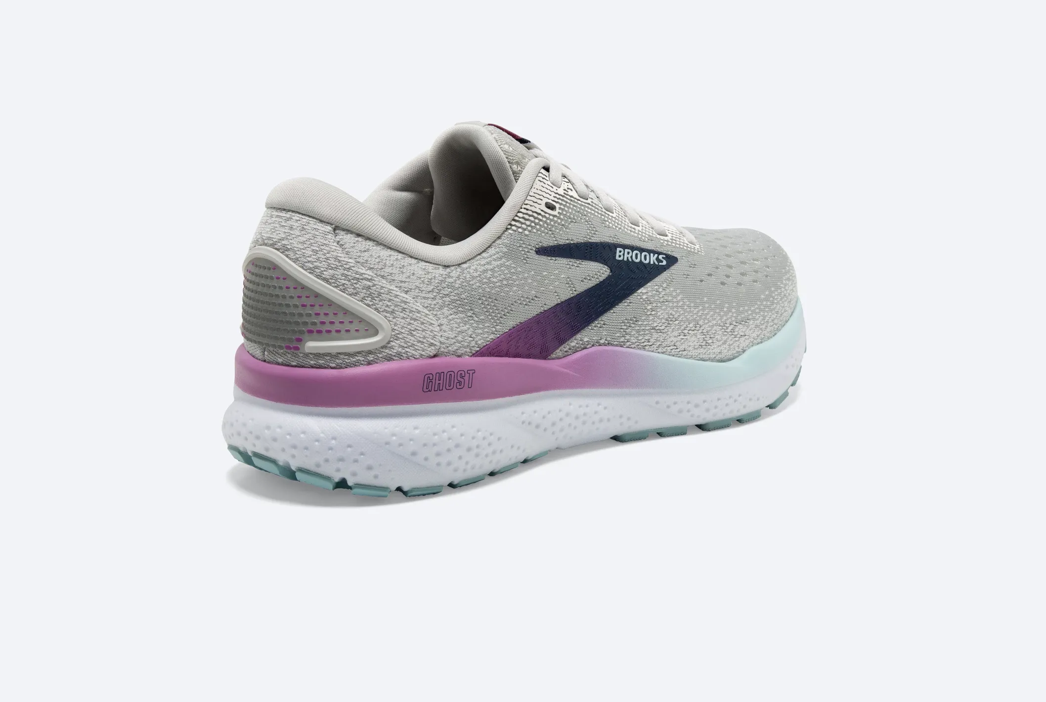 Brooks Womens Ghost 16 Wide - Blanc/Gris/Bleu Domaine (1204071D175) Brooks