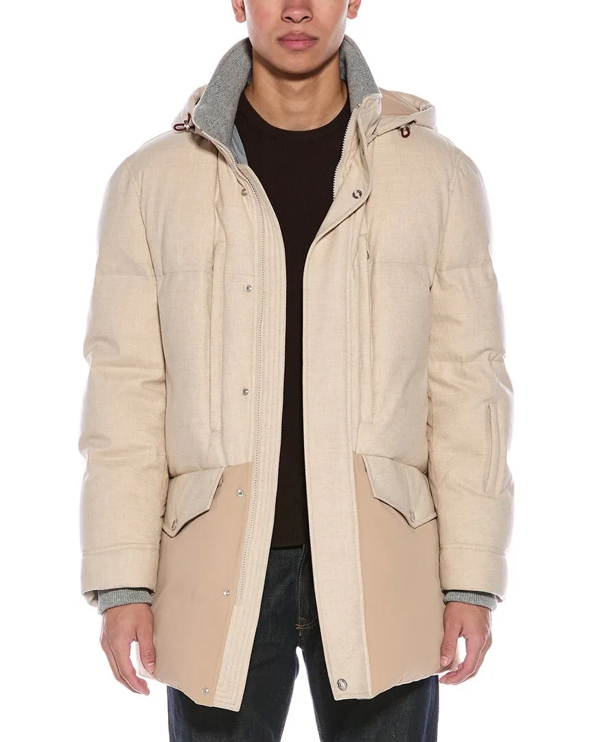 Brunello Cucinelli pour homme - Manteau en duvet mélange laine, soie et cachemire, taille M