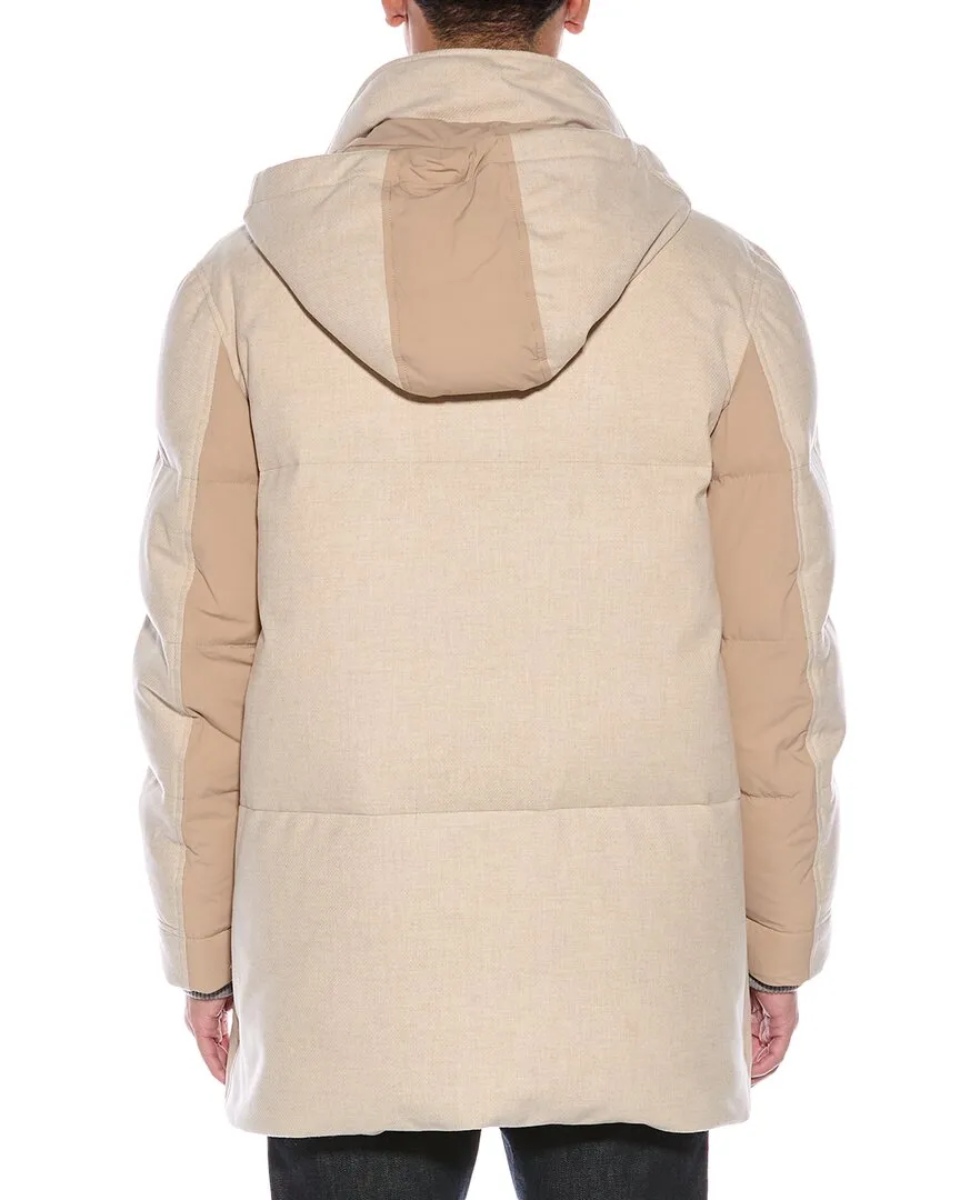 Brunello Cucinelli pour homme - Manteau en duvet mélange laine, soie et cachemire, taille M