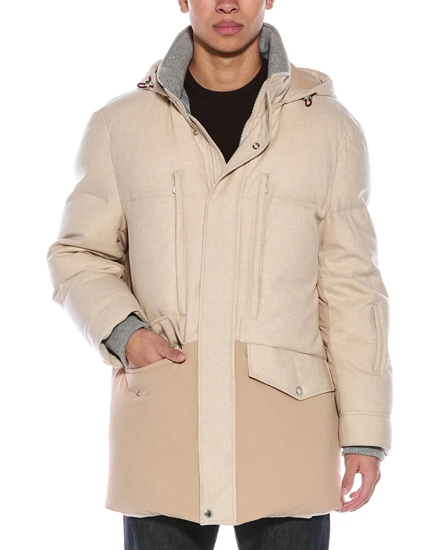 Brunello Cucinelli pour homme - Manteau en duvet mélange laine, soie et cachemire, taille M