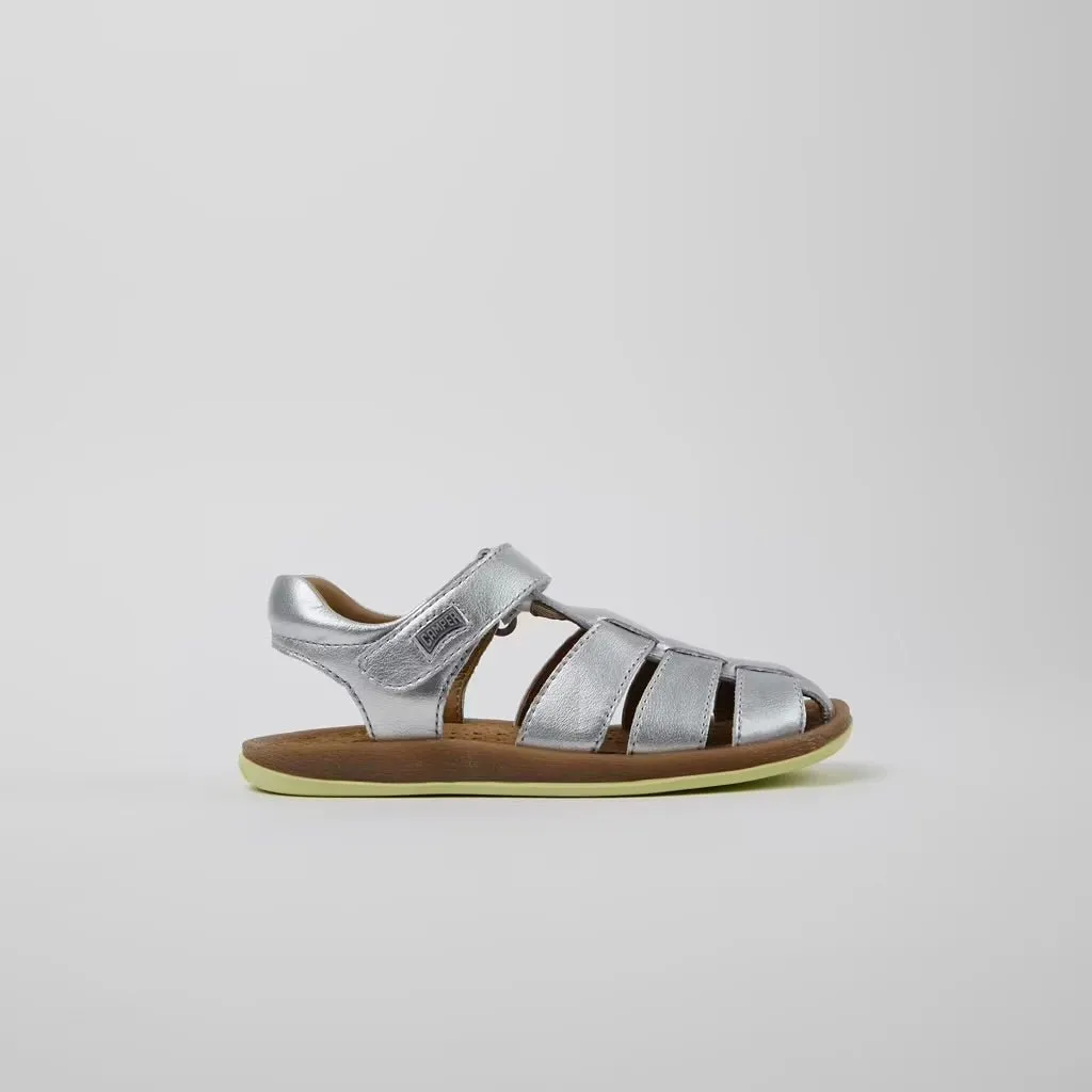 Camper: Sandales en cuir Bicho à scratch Rebound - Argent