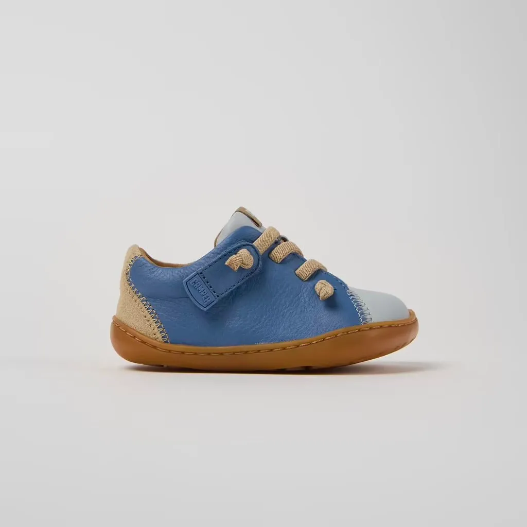 Camper : Chaussures en cuir à scratch jumelées - Multicolore bleu