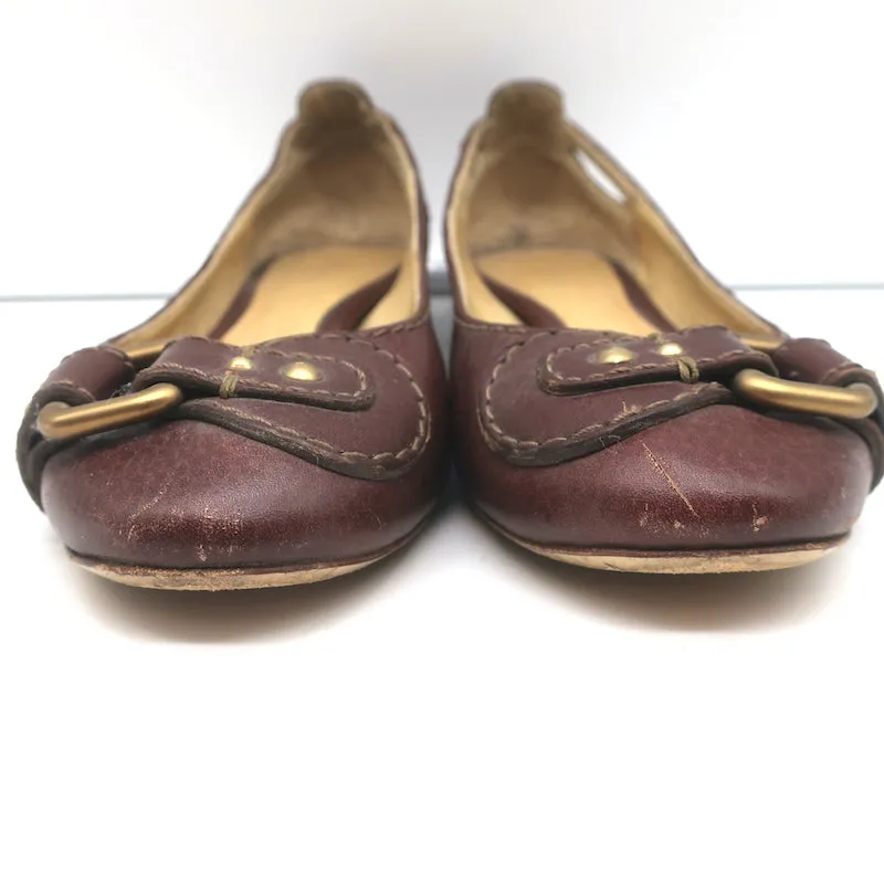 Chloe Paddington Ballerines en Cuir Brun Foncé Taille 36