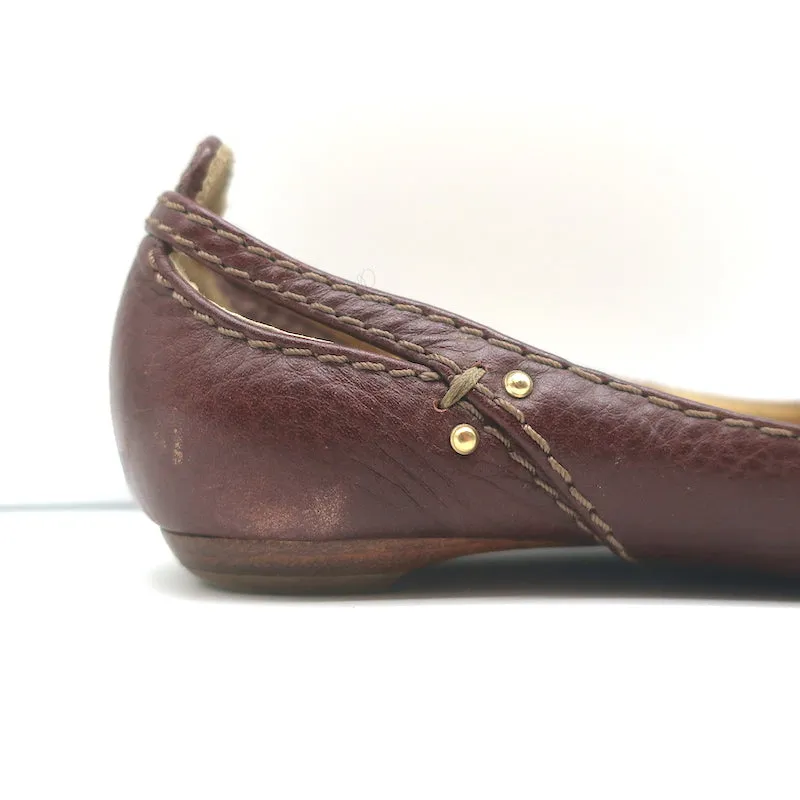 Chloe Paddington Ballerines en Cuir Brun Foncé Taille 36