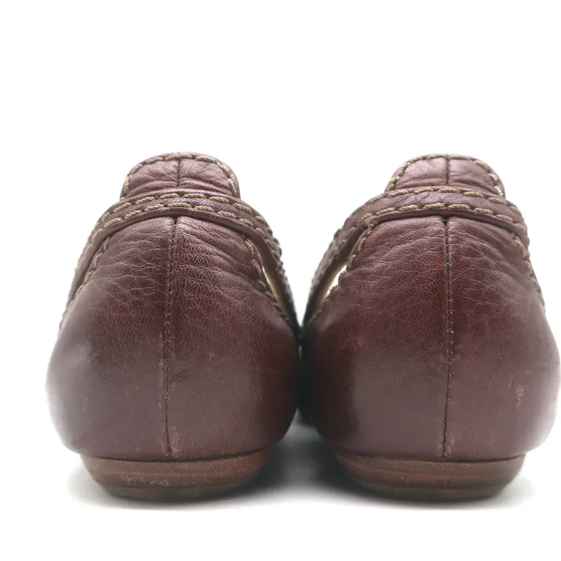 Chloe Paddington Ballerines en Cuir Brun Foncé Taille 36