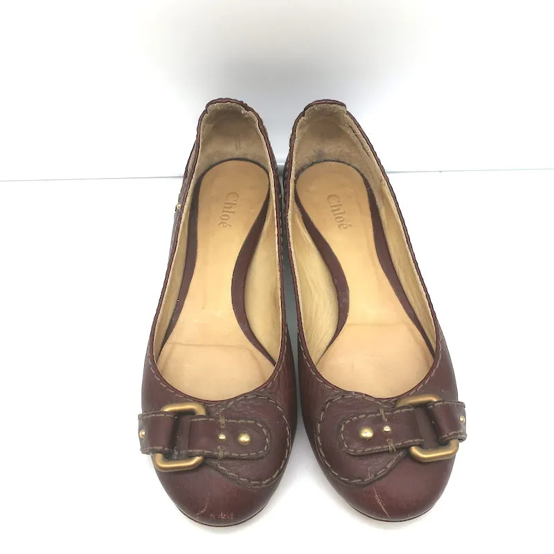 Chloe Paddington Ballerines en Cuir Brun Foncé Taille 36