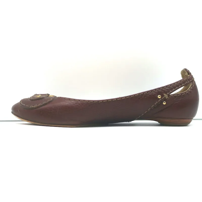 Chloe Paddington Ballerines en Cuir Brun Foncé Taille 36